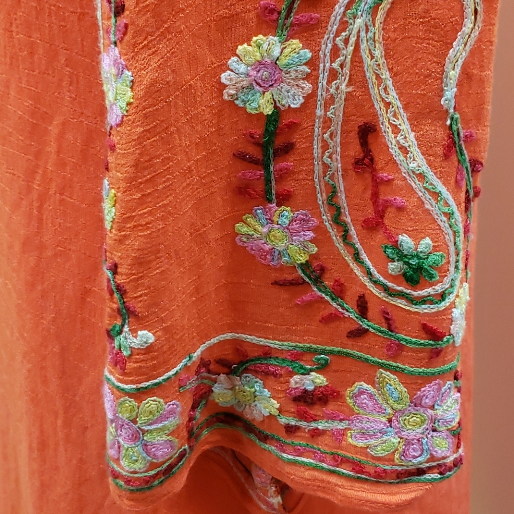 Anthro Fig & Flower Sz M Embroidered Dress E25 - Picture 3 of 8